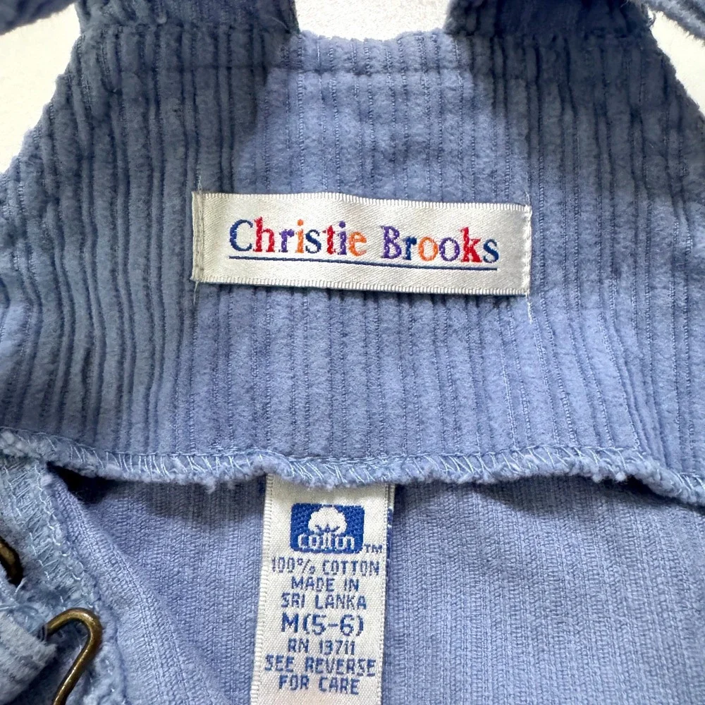 Vintage 90's Christie Brooks Overall Jumper Dress Size 5-6 Blue Corduroy Cotton